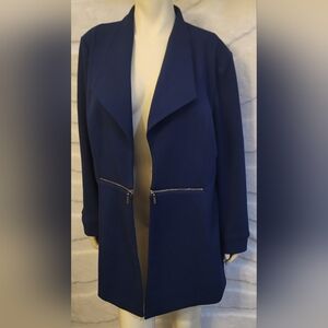 Black Label Evan-Picone Open Stretch Jacket Blazer Women's Size 18 Gold Zippers